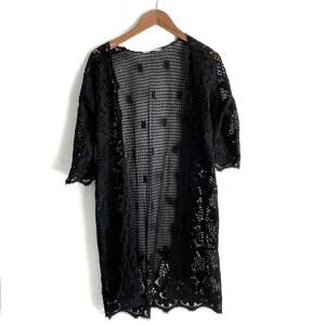 Soft Surroundings crocheted lace cardigan black size petite S/M